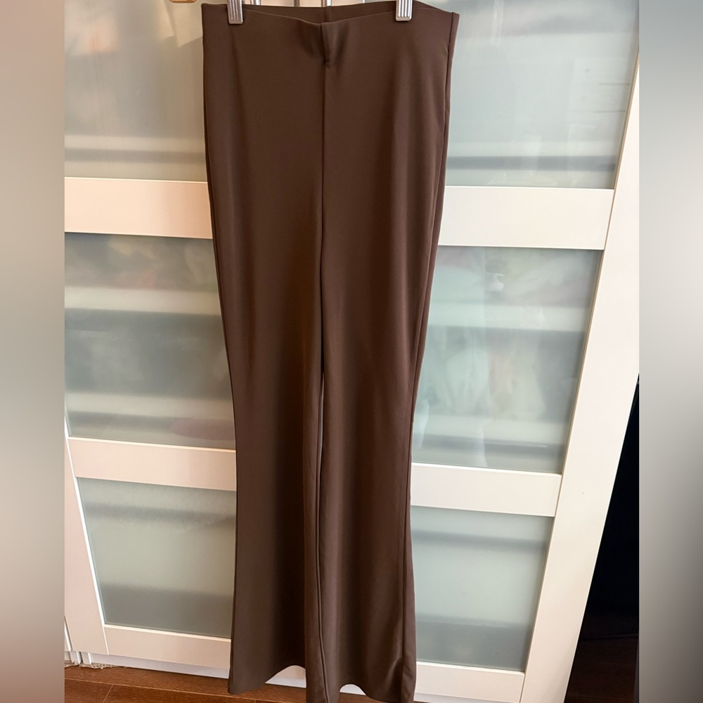 Zara Brown Wide-Leg Ponte Pants